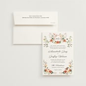 "Fleur" - Wedding Invitations in Verona Sunset by Sarah Knight - Invitation with Envelope