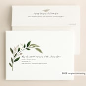 "Greenery Crown" - Wedding Invitations in Midnight by Susan Moyal - FREE Recipient Addressing