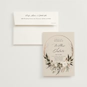 "Botanical Edge" - Wedding Invitations in Latte by Susan Moyal - Invitation with Envelope