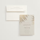 "Gilded Palm" - Wedding Invitations in Sand by Melinda Denison - Invitation with Envelope