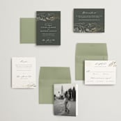 "Peaks" - Wedding Invitations in Hunter by Sarah Brown - Invitation Suite