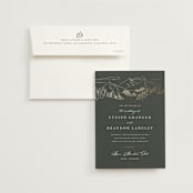 "Peaks" - Wedding Invitations in Hunter by Sarah Brown - Invitation with Envelope