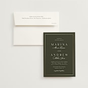 "refined" - Wedding Invitations in Deep Olive by Nicole Walsh - Invitation with Envelope