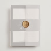 "Black Tie Affair" - Wedding Invitations in Onyx by Hooray Creative - Assembled with Vellum Wrap and Wax Seal