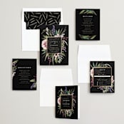 "Bold Bouquet" - Wedding Invitations in Midnight by Susan Moyal - Invitation Suite