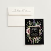 "Bold Bouquet" - Wedding Invitations in Midnight by Susan Moyal - Invitation with Envelope