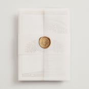 "Heirloom Branches" - Wedding Invitations in Cream by GeekInk Design - Assembled with Vellum Wrap and Wax Seal