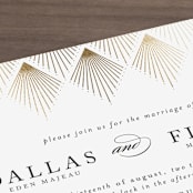 "Deco Fan Border" - Wedding Invitations in Snow by Kelly Schmidt - Close-Up