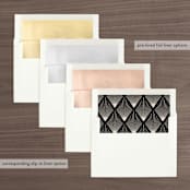 "Deco Fan Border" - Wedding Invitations in Snow by Kelly Schmidt - Envelope Liner Options