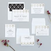 "Deco Fan Border" - Wedding Invitations in Snow by Kelly Schmidt - Invitation Suite