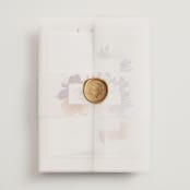 "Bouquet" - Wedding Invitations in Cream by Lori Wemple - Assembled with Vellum Wrap and Wax Seal