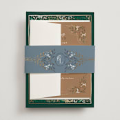 "Illuminated Storybook" - Wedding Invitations in Evergreen by Alethea and Ruth - Assembled with Belly Band