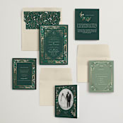 "Illuminated Storybook" - Wedding Invitations in Evergreen by Alethea and Ruth - Invitation Suite