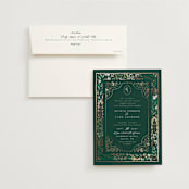 "Illuminated Storybook" - Wedding Invitations in Evergreen by Alethea and Ruth - Invitation with Envelope