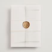 "Defined" - Wedding Invitations in Snow by mo kelley - Assembled with Vellum Wrap and Wax Seal