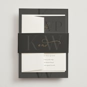 "Over Monogram" - Wedding Invitations in Stormy by Jessica Williams - Assembled with Belly Band