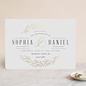 "Gilded Leaves" - Wedding Invitations in Classic White by Kelly Schmidt - Front
