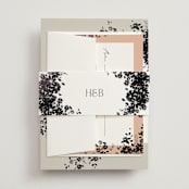 "Bouquet Toss" - Wedding Invitations in Smoke by Robert and Stella - Assembled with Belly Band