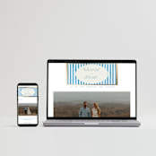 "Knightsbridge" - Wedding Invitations in Sky by Jackie Crawford - FREE Wedding Website