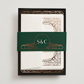 "Geometric Deco" - Wedding Invitations in Midnight by GeekInk Design - Assembled with Belly Band