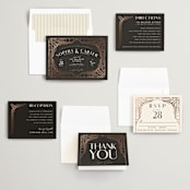 "Geometric Deco" - Wedding Invitations in Midnight by GeekInk Design - Invitation Suite