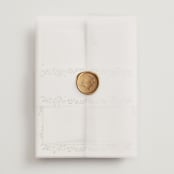 "Monogramed Arch" - Wedding Invitations in Mojito by Susan Moyal - Assembled with Vellum Wrap and Wax Seal