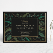 "Emerald Leaves" - Wedding Invitations in Midnight by Susan Moyal - Front