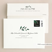 "Emerald Leaves" - Wedding Invitations in Midnight by Susan Moyal - FREE Recipient Addressing