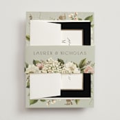 "Floral Tribute" - Wedding Invitations in Moss by Chris Griffith - Assembled with Belly Band