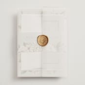 "Floral Tribute" - Wedding Invitations in Moss by Chris Griffith - Assembled with Vellum Wrap and Wax Seal