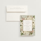 "Floral Tribute" - Wedding Invitations in Moss by Chris Griffith - Invitation with Envelope