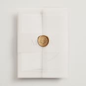 "Misha" - Wedding Invitations in Latte by Kristie Kern - Assembled with Vellum Wrap and Wax Seal