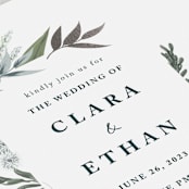 "Soft Greenery" - Wedding Invitations in Twilight by Susan Moyal - Close-Up