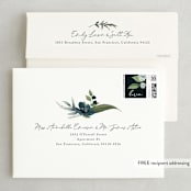 "Soft Greenery" - Wedding Invitations in Twilight by Susan Moyal - FREE Recipient Addressing