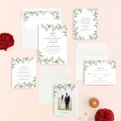 "Trailing Vine" - Wedding Invitations in Greenery by Jennifer Postorino - Invitation Suite