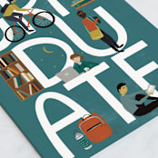 "Graduation Icons" - Single Greeting Cards in Teal by Shiny Penny Studio - Close-Up