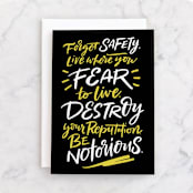 "Be Notorious" - Single Greeting Cards in Neon by Laura Bolter - Front