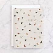 "Congrats Hats" - Single Greeting Cards in Cream by Gwen Bedat - Front