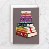 "Grad's Studies" - Single Greeting Cards in Mist by Becky Nimoy - Front