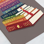 "Grad's Studies" - Single Greeting Cards in Mist by Becky Nimoy - Close-Up