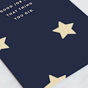 "Good Job" - Single Greeting Cards in Navy by Pixel and Hank - Close-Up