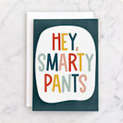 "Hey Smarty" - Single Greeting Cards in Frost by Jessica Williams - Front