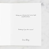 "Inside: Wishing you a Christmas that’s merry, bright and filled with fun." - Single Greeting Cards in Cream by Cindy Chu - Customizable Interior Example