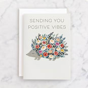 "Porcupine Bloom" - Single Greeting Cards in Snow by Afton Harding - Front