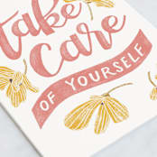 "Take Care" - Single Greeting Cards in Blush by Lissabeth Anglin - Close-Up