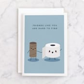 "Hard to find" - Single Greeting Cards in Loo Blue by Hudson meet Rose - Front