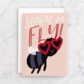 "So Fly" - Single Greeting Cards in Bubblegum by Leah Bisch - Front