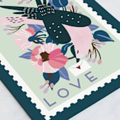 "Postage stamp" - Single Greeting Cards in Pond by Eve Schultz - Close-Up