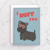 "Ruff You" - Single Greeting Cards in Powder by Hannah Knaphus - Front