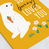 "Some Bunny" - Single Greeting Cards in Citrus by Genna Blackburn - Close-Up